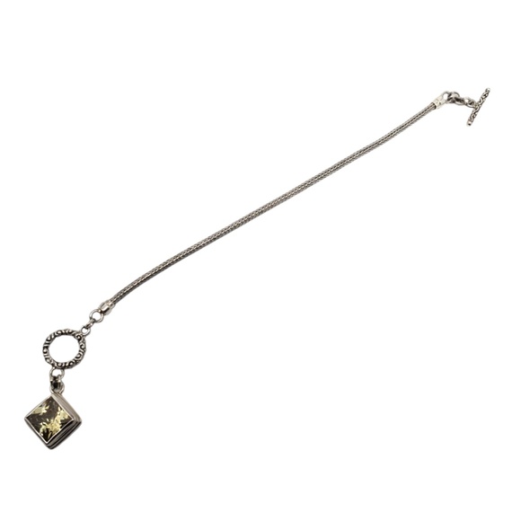 Sarda Sterling Silver Yellow Stone Braided Toggle Bracelet #20849 - Picture 3 of 8